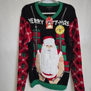 Blizzard Bay Drink Pocket Merry Lift-Mas Ugly Christmas Sweater, Size Large, New